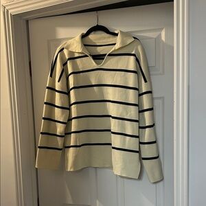 Striped Cream and Black Sweater